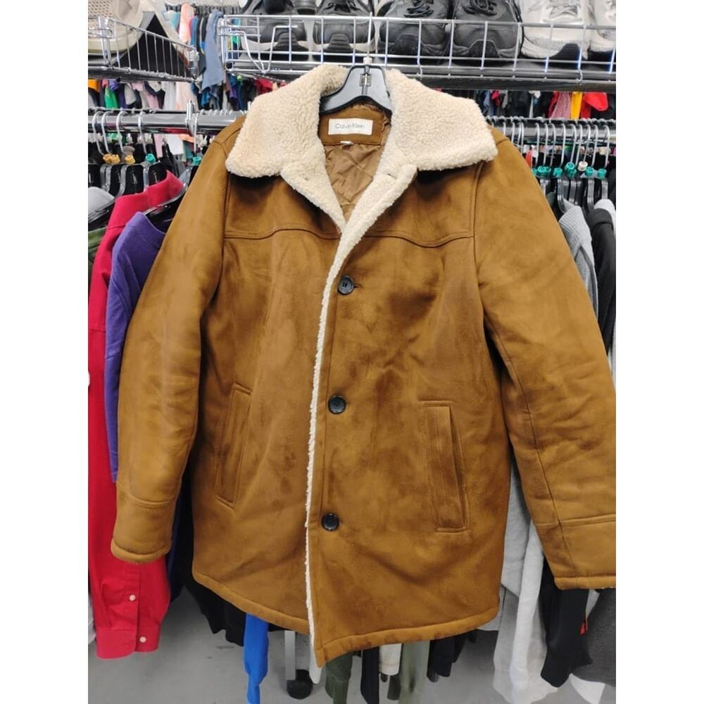 Calvin Klein Men's Jacket Size medium Faux Shearling CM192244 Cognac